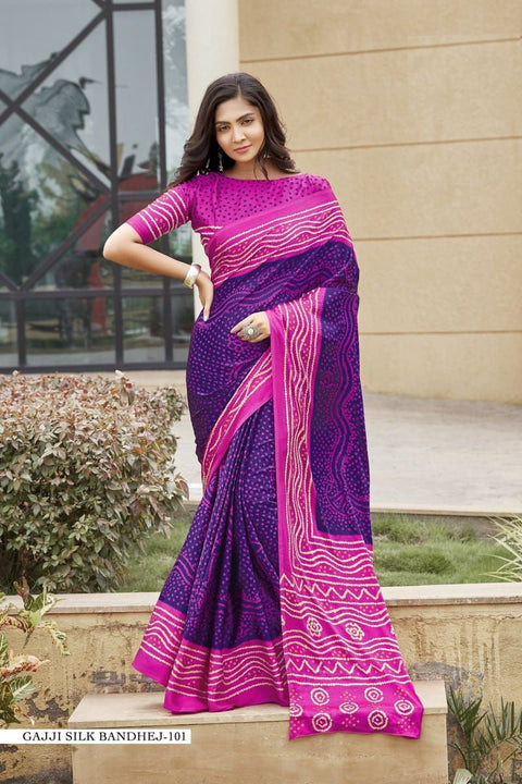 KcPc Launching New Chinon Silk Bandhani Saree APL Purple