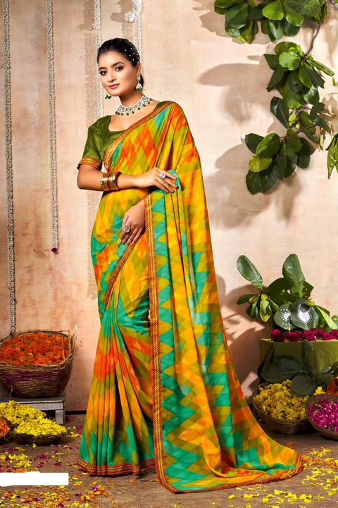 KcPc New light Weight Braso Border Printed Saree  ADI