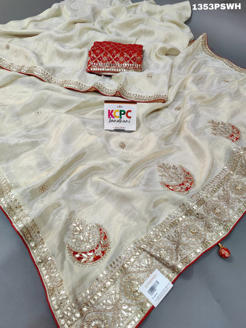 KcPc New Tussar Tissue silk Gotapatti work saree  RG