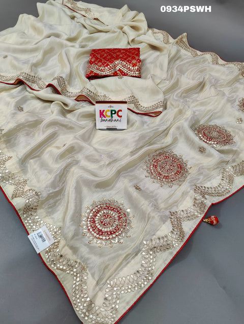 KcPc New Tissue Tussar silk Gotapatti work saree RG