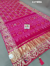 By New Famous Gaji Silk gharchola Heavy Gotapatti Work Saree With Traditional Wear