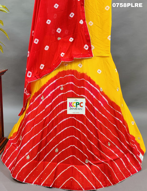 KcPc New Launch Chinon Bandhej Design With Cutdana Gotapatti Work Lehenga  GSM