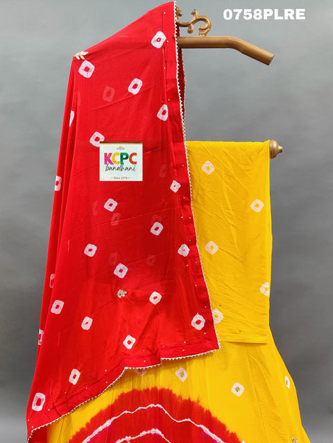KcPc New Launch Chinon Bandhej Design With Cutdana Gotapatti Work Lehenga  GSM
