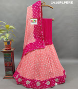 lehenga set a pink color with double shade bandhani and cutdana work, 