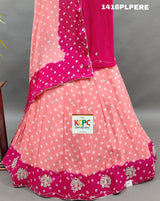 lehenga set a pink color with double shade bandhani and cutdana work, 