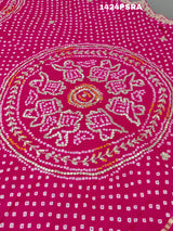 KcPc New Pure Gaji Silk Bandhani Gharchola pallu Gotapatti work saree BTU