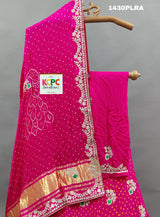 A pink pure Gaji silk lehenga set with gotapatti work 