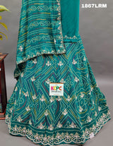  Georgette Bandhej With cutdana Gotapatti Work Jaipuri Lehenga 