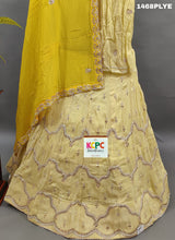 A yellow lehenga with gota work and zardoji 
