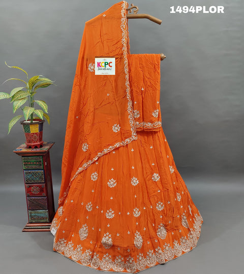 KcPc New Designer H O Silk Cutdana Gota patti work Lehenga  MAD