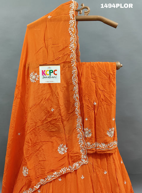 KcPc New Designer H O Silk Cutdana Gota patti work Lehenga  MAD