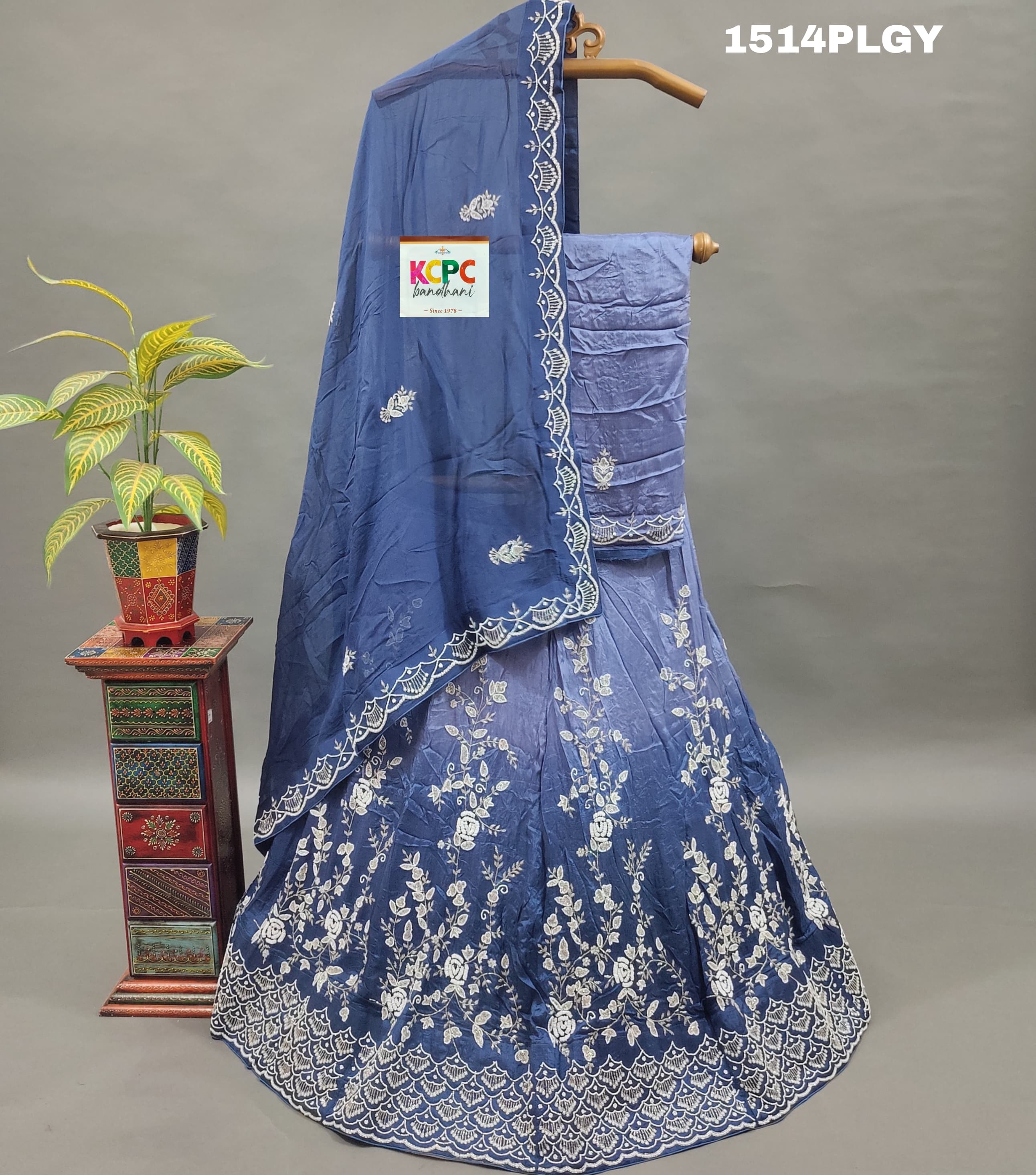 KcPc New Beautiful Pure Upada Silk with white Cutdana Beads work Lehenga MAD
