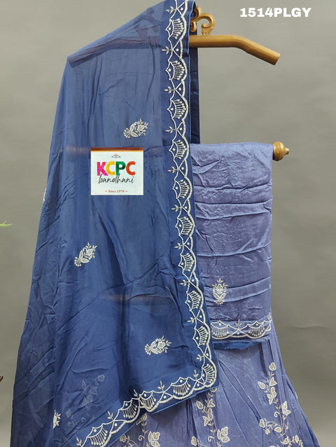 KcPc New Beautiful Pure Upada Silk with white Cutdana Beads work Lehenga MAD