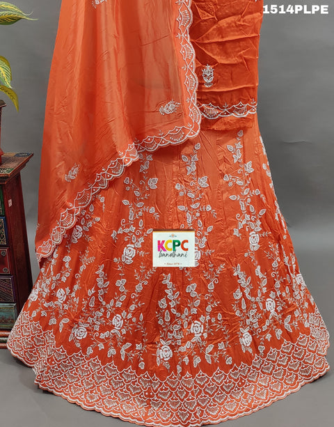 KcPc New Beautiful Pure Upada Silk with white Cutdana Beads work Lehenga MAD