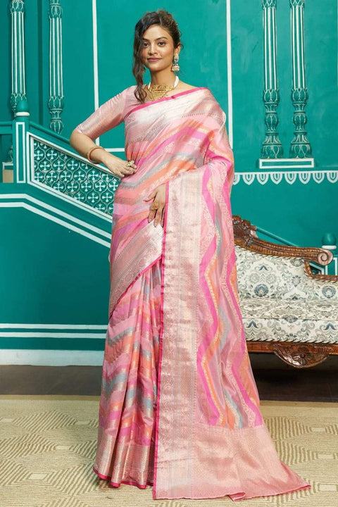 KcPc Pure Tissue Cotton Rich Palu Broket Brouse Saree RR 1