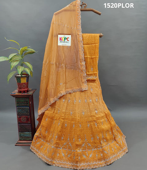 KcPc New Designer Pure Upada Silk with white Cutdana Beads work Lehenga  MAD
