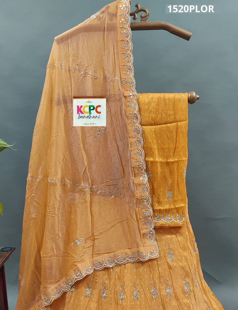 KcPc New Designer Pure Upada Silk with white Cutdana Beads work Lehenga  MAD