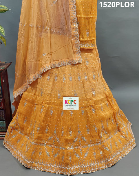 KcPc New Designer Pure Upada Silk with white Cutdana Beads work Lehenga  MAD