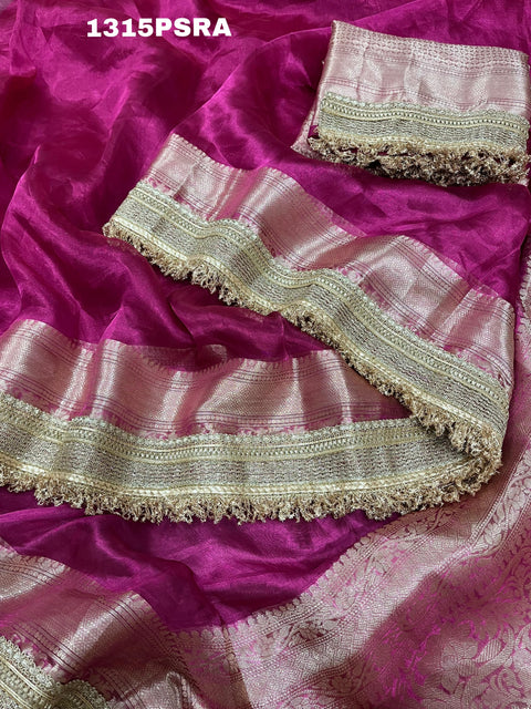 KcPc Pure Banarasi Handloom Heeramandi look katan silk Tissue Fabric sare  INA