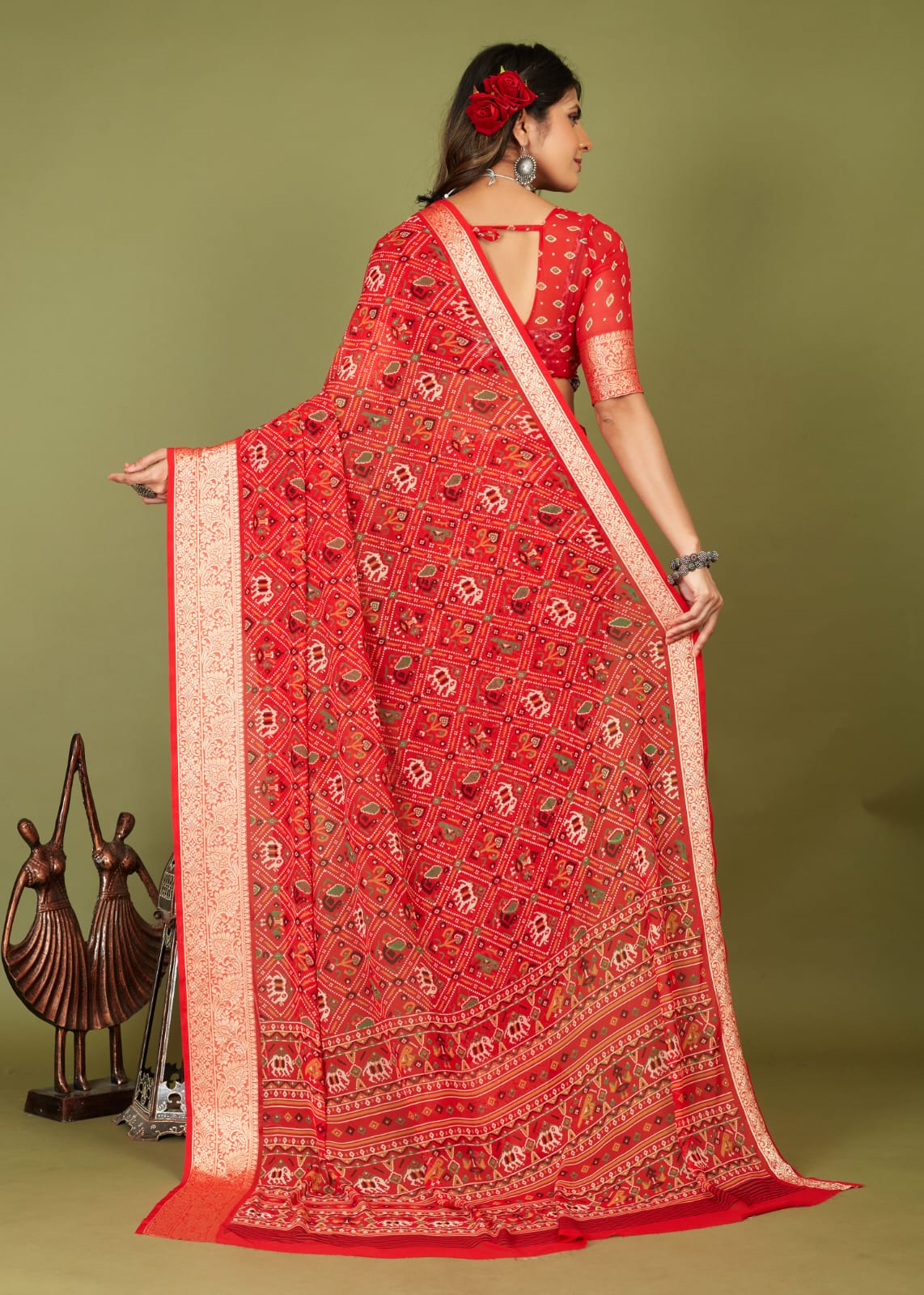 Silk Banarsi Weaving Patola Print Saree 