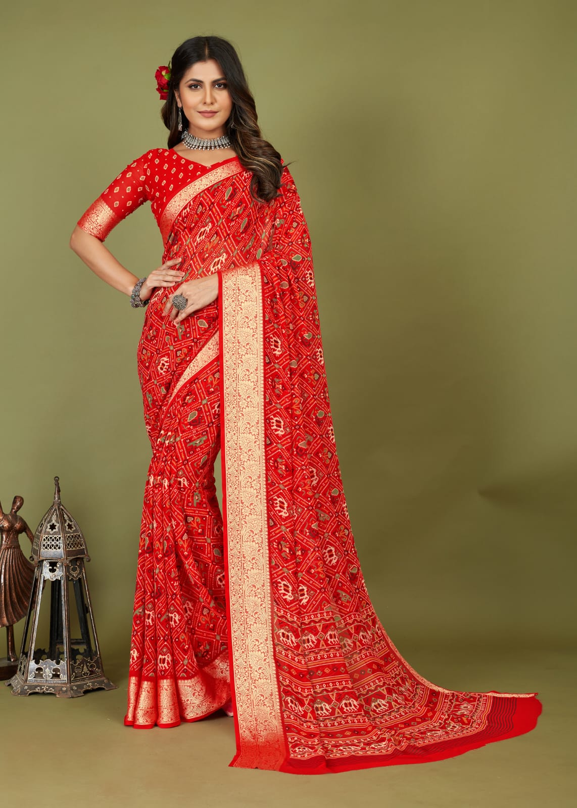 Silk Banarsi Weaving Patola Print Saree 