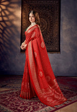 KcPc New Arrival Crush Bandhej Faji Style Cotton silk Saree
