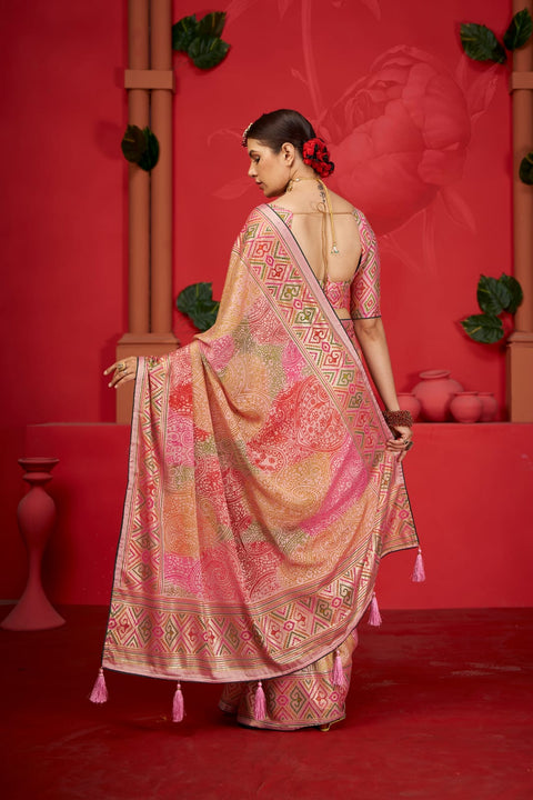 KcPc New Launch Brosso Weaving Light weight saree Fancy Patola Border Saree SRD