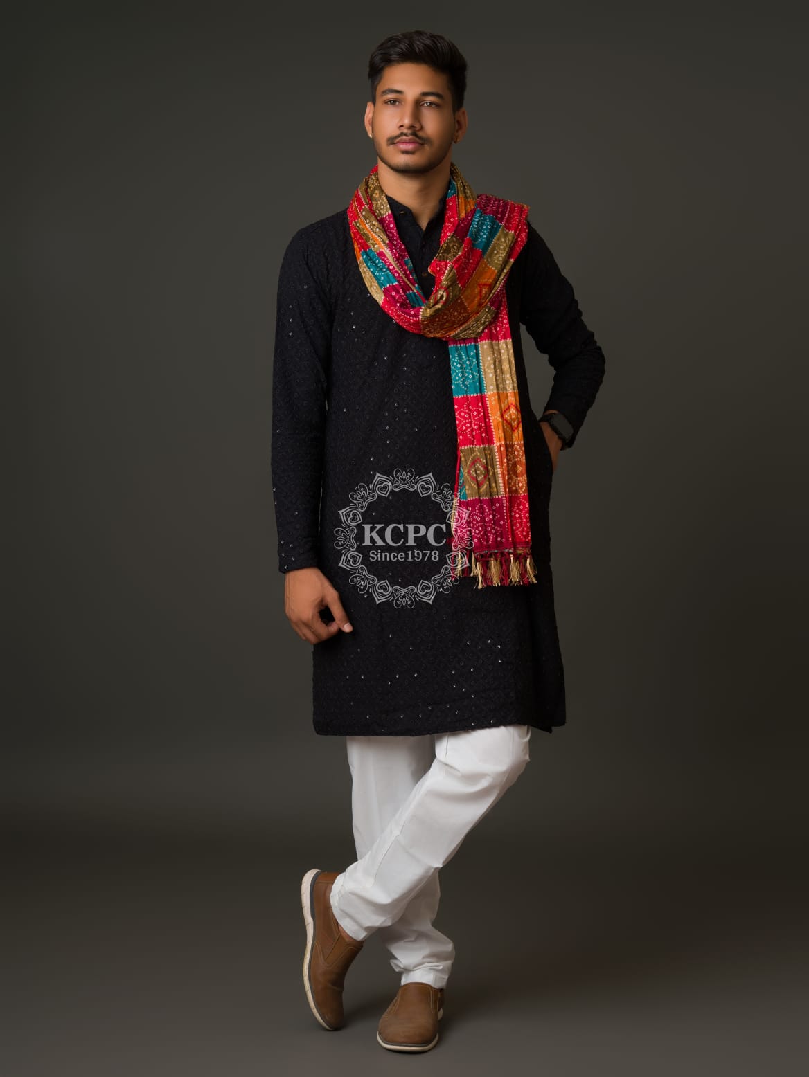 KcPc Bhandhej Chinon Multicolour Beautiful Gent's DupattaRAY