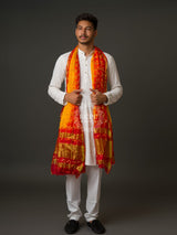 KcPc Handmade Bandhani Gharchola Gent's Dupatta