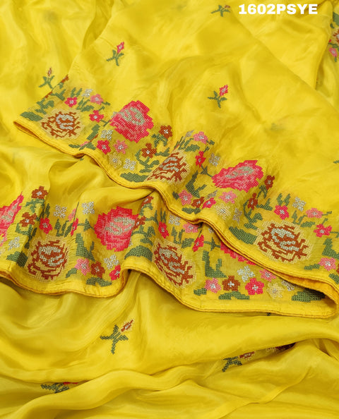 KcPc Designer Pure H O silk kashida work Saree  RG