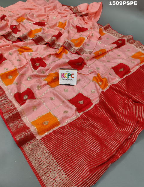 KcPc New Pure Chinon Sequence zari Thread Banarasi Border Saree MAD