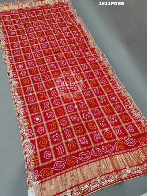 KcPc New Pure Gaji Silk Bandhani Gotapatti Work Dupatta