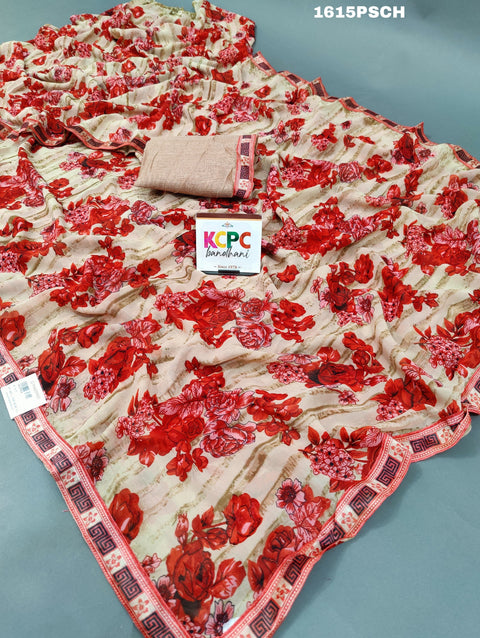 KcPc New Weightless Fabric Flower Braso Border Saree ADI