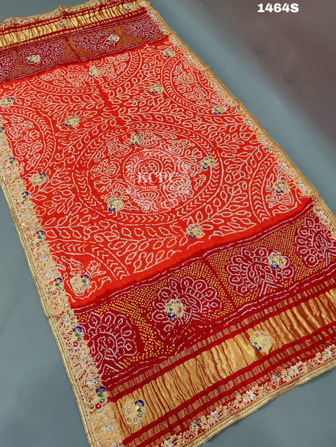 KcPc New Beautiful Heavy Zardoji Work Pure Gaji Silk Bandhani Dupatta