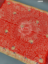 KcPc New Beautiful Heavy Zardoji Work Pure Gaji Silk Bandhani Dupatta