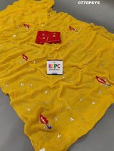 KcPc Pure Diamond Chiffon Mukes Work Rajputi Traditional Saree VND
