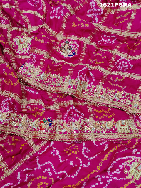 KcPc Beautiful Pure Gaji Silk Gharchola Bandhani Zardoji Guleen Work Saree RS