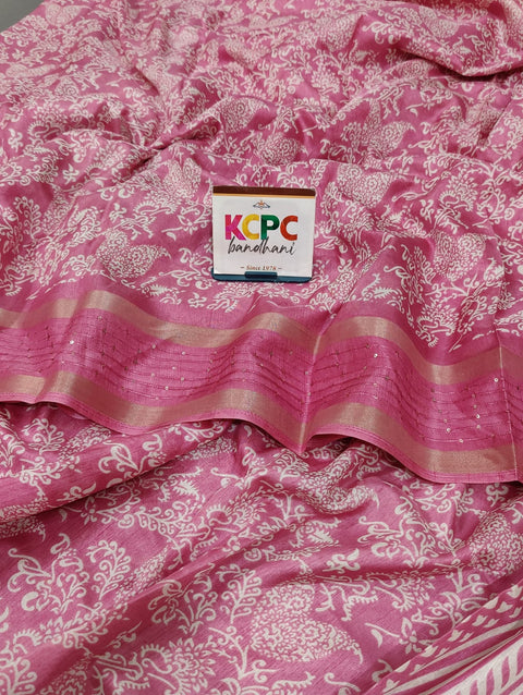 KcPc New Batik Sanganeri Print Banarasi Border Saree STL