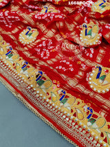 KcPc Marwadi Chunri Pure Gaji Silk Rajasthani Bel Buti Heavy Odhna