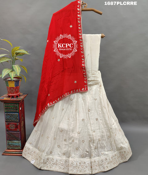 KcPc New Pure Upada Silk Banarasi Cutdana Gotapatti Work Lehenga Set RTK