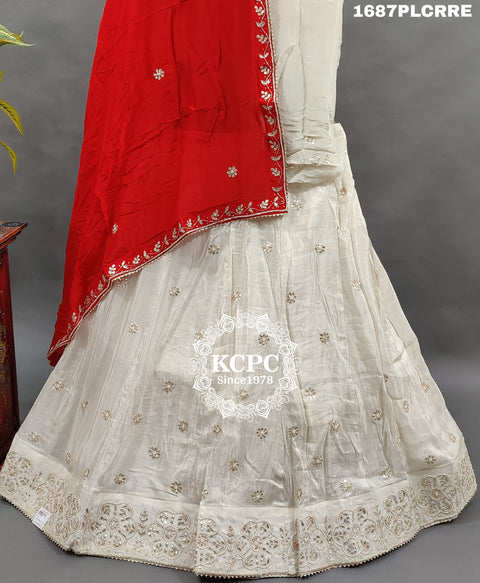 KcPc New Pure Upada Silk Banarasi Cutdana Gotapatti Work Lehenga Set RTK