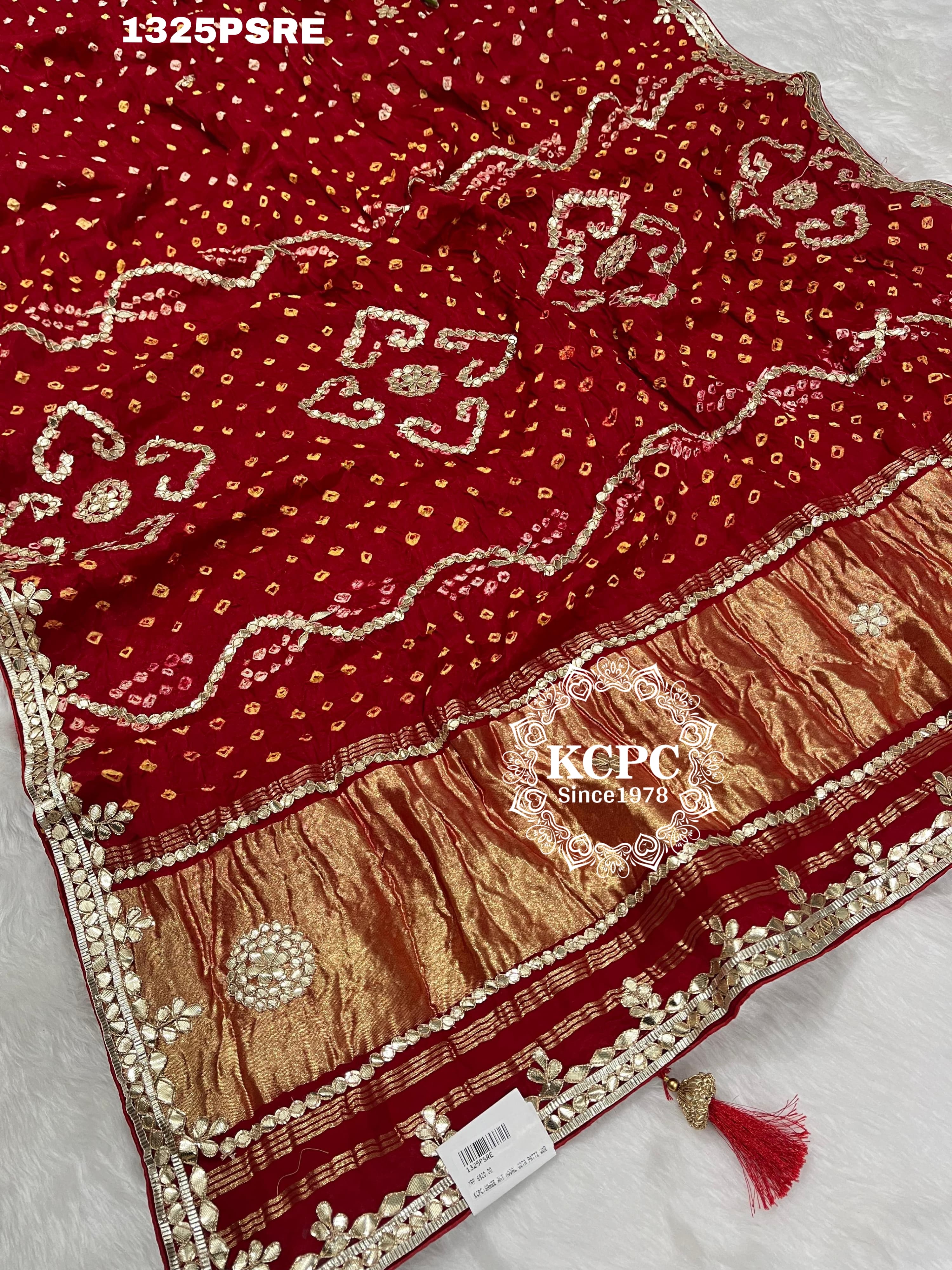 Silk Ekdana Bandhej Gotapatti Work Saree 