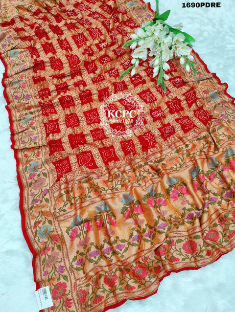 KcPc New Pure Beautiful Bandhani Zari Weaving  Dupatta ADL