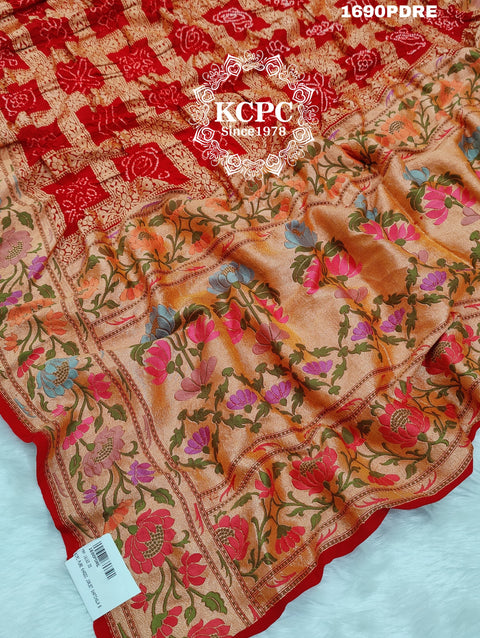 KcPc New Pure Beautiful Bandhani Zari Weaving  Dupatta ADL