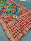 KcPc New Pure Khaddi Georgette Bandhani Multi Colour Saree ADL