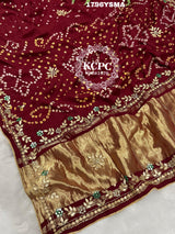 KcPc New Pure Modal Silk Bandhani Cutdana Work Saree SAM