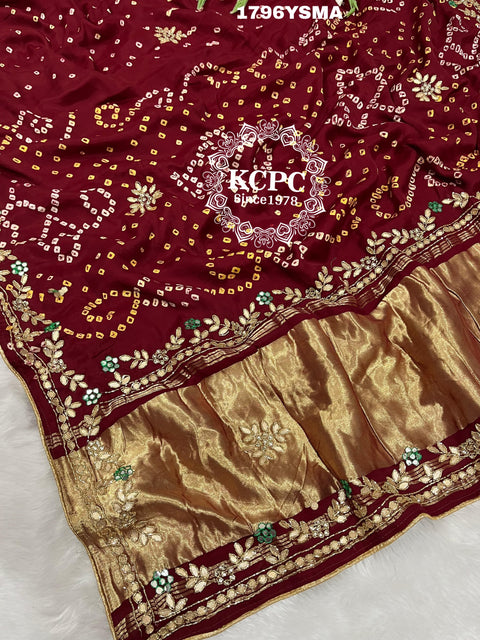 KcPc New Pure Modal Silk Bandhani Cutdana Work Saree SAM