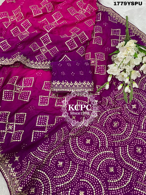 KcPc Special Beautiful Pure Gaji Silk Bandhani Saree With Heavy Gotapatti Work  MAD