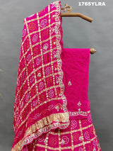 KcPc New Pure Gaji Silk Bandhani Gharchola with katdana Gotapatti Work Lehenga SetMAD
