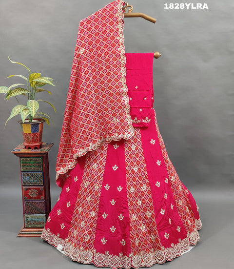 KcPc Pure Khaddi Georgette Bandhani Katdana White Beads  Work Lehenga Set  MAD
